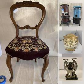 MaxSold Auction: This online auction features antique kerosene heaters, antique cast Iron legs, art glass, vintage oil lamps, antique Jardiniere, wooden shutters, smoker / BBQ, antique Jadeite, collectible teacups, exercise equipment and much more.