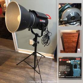 MaxSold Auction: This online auction features Camping equipment, hand tools, power tools, scrapbooking supplies, saw horses, electronics, NIKON, furniture, Charcuterie boards and much more.