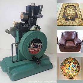 MaxSold Auction: This online features furniture such as dining tables and chairs, filing cabinets, Rove Concepts sofa, MCM sofa, tables, MCM armoire, sideboard, hutch, bedframe, oak cabinet and much more, Ninja blender, pans, Keurig coffee makers, costumes, accessories, Gutzy Gear Patches, solar lights, toilet seats, ambiance table lamp bases, Kitchenaid food processor and much more!