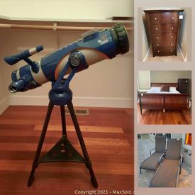 MaxSold Auction: This online auction features bedroom furniture, bike, office furniture, area rug, patio furniture, TV, NIB photo scanner, telescope, double stroller, tool chest, play kitchen and much more!