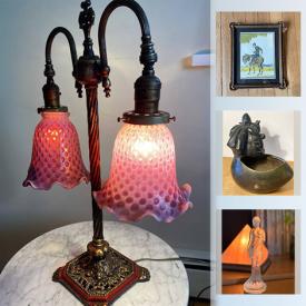 MaxSold Auction: This online auction features antique lighting, framed artwork, figurines, antique portraits, jewelry boxes and much more!