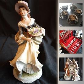 MaxSold Auction: This online auction features figurines, handpainted vases, bone china, dishware, silverplate, porcelain dishes, Brella umbrella, box purse, wooden bird, puzzles, blue vase, kids bike, art, statues, watches, pottery, collectible plates and much more!