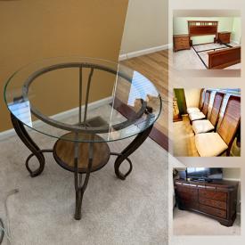 MaxSold Auction: This online auction features matching bedroom sets, dining room sets, Nichols & stone chairs, a dishwasher, brass lamps, patio furniture, mirrors, floor lamps, glass top coffee tables and much more!