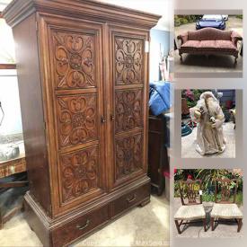 MaxSold Auction: This online auction features an Ethan Allen couch, dolls, books, tricycle, records, clothing, firepit, dishware, linens, Christmas decor, wicker chair, batting, armoire, fans, canning jars, door, canvas, weight bench and other exercising equipment, bags and much more!