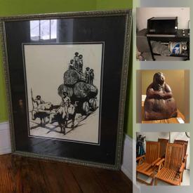 MaxSold Auction: This online auction features furniture such as a curio cabinet, entertainment center, office chair, patio chairs, card table and chairs, dining chairs, vintage Nordictrack, coat rack, rugs, linens, CDs, Orioles memorabilia, Waterford, children's toys, puzzles, coat rack, sewing machine, camera, clay pot, sled and toboggan, pressure washer, garden pots, decor, seasonal decor, baskets, tools, decorative plates, electronics, wall art and much more!