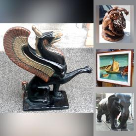 MaxSold Auction: This online auction features Signed Artwork, Statues, Carvings, Art Deco, Vintage Lamps, Murano Glass, Jade Buddha Statue, Furniture and much more.