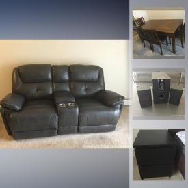 MaxSold Auction: This online auction features a Queen size platform bed set, matching Duel recliner and Love seat, Solid wood Dining room set, Bookcase, Coffee tables, Vivitar subwoofer set and much more!