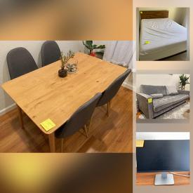 MaxSold Auction: This online auction features a sofa, desk, dining table and chairs, shelf, mirror, decor, office items, household items, printer, bed, basket, hand painting items, kitchenware, Roomba, clothing, bags, monitors, planters and much more!