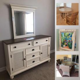 MaxSold Auction: This online auction features furniture such as buffet table, upholstered recliner, Riverside dresser, and dining table, lamps, Weber grill, Leader Brothers patio furniture, shelving, wall art, hand tools, yard tools and much more!