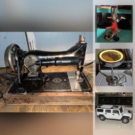 MaxSold Auction: This online auction features die-cast metal cars, UppaBaby Vista stroller, gold Singer sewing machine, vintage bike, home security bars, microwave bowls, jigsaw, costume jewelry, boots, model train set, tennis rackets, mega blocks, air horn and more!

