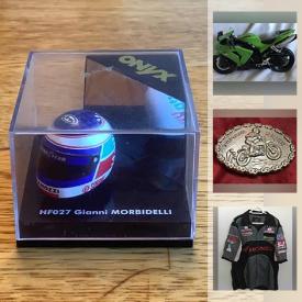 MaxSold Auction: This online auction features Racing enthusiasts Memorabilia & Collectibles! Including Motorcycle Racing, Nascar, Formula 1. Jerseys, Model Figures, Diecast Vehicles & Mini Helmets, Slot cars, Trophies. Salvaged auto parts, Mercedes Hub Caps, Vintage Automotive Shop Manuals & Dealer Brochures and much more!