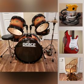 MaxSold Auction: This online auction features drum set, cymbals, electric guitars, amplifiers, steel pan drum, stamps, coins, vinyl LP's, bicycles, aquarium supplies, laminator, framed wall art, collectible lunch boxes, small kitchen appliances, soapstone carvings, coins, hanging lanterns, stamps and much more!