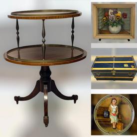 MaxSold Auction: This online auction features collector plates, men's shirt, table, vintage kodak camera, trunk, vintage chest, Architectural Salvage, fruit plates, chairs, end tables, books, collector spoons, Hummel collections, cutlery, jewelry, stamps, nickel tokens, posters, vest, vintage milk bottle caps, art work, vintage buttons, ladder and much more!
