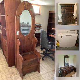 MaxSold Auction: This online auction features antique scales, collectible Teacups, tea cart, framed art, ladders, Wedgwood collection, Studio pottery, Kroehler Bedroom set, grow lights, freezer, crafting supplies and much more!