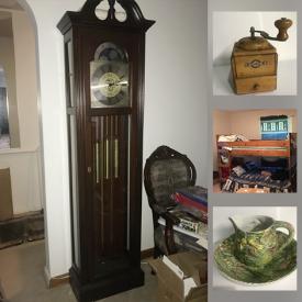 MaxSold Auction: This online auction features a 22kt gold trimmed teacup set, jars, bedframe, loveseat, chairs, bunk bed, grandfather clock, tea cart, lampshades, shoes, magazines, heater, air conditioner, blower, household items and much more!