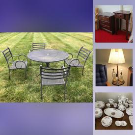 MaxSold Auction: This online auction features furniture such as side tables, desk, trunk, rocker, matching chairs, file cabinets and more, Royal Doulton china, helmets and sports items, shoes, boots, German porcelain tea set, sterling jewelry, CDs, sterling flatware, RCA TV, silverplate, rugs, leaf blower, tools, wagons, cart, Christmas decor, bins, projector, workbench, luggage, office supplies and much more!