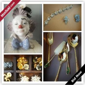 MaxSold Auction: This online auction features Porcelains Limoges Dining Service, Lenox Locke China And Music Globes,Table Lamps, Vintage Costume Jewelry, Lladro Daisa Star Struck Clown Figurine, Lenox Disney Collection,Chenille Upholstered Stool,Wall Art,Gardening Tools and much more.