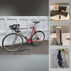 MaxSold Auction: This online auction features tables, wall unit, Wii and controllers, kids chair, floor lamps, chandelier, karate bag, skis, Aerobed, Sunpak tripod, exerciser gear, household items, hampers and baskets, racing bike, Singer sewing machine, Pokemon cards and much more!