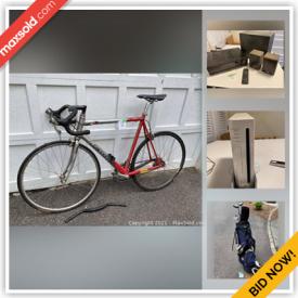 MaxSold Auction: This online auction features tables, wall unit, Wii and controllers, kids chair, floor lamps, chandelier, karate bag, skis, Aerobed, Sunpak tripod, exerciser gear, household items, hampers and baskets, racing bike, Singer sewing machine, Pokemon cards and much more!