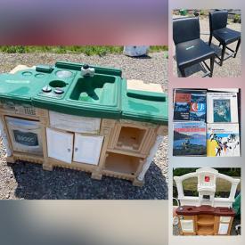 MaxSold Auction: This online auction features kids toys and chairs, dollhouses, bikes, wooden chairs, coat rack, art desk, sideboard, maple veneer vanity, water bottle, hotdog cooker, records, decor and much more!