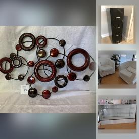 MaxSold Auction: This online auction features metal art, facial bed, glass display cases, refrigerator, bedside tables, electric on and off sign, trash can, nightstands, file cabinet, cart, trash can, Toyota Camry hubcaps and much more!