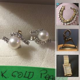 MaxSold Auction: This online auction features jewelry such as Gold, Silver, Jade, Pearls, Turquoise, Amber, Rhinestone, and Watches, Original Wall Art, Vintage Wind Chimes, Bronze Statues, Vintage Pyrex, Collectible Teacups, Needlepoint Purses and much more!