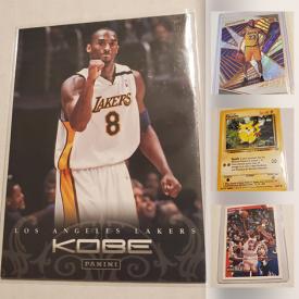 MaxSold Auction: This online auction features Pokemon Cards, Collector's Pro All-Star Sports trading cards including some Rare, Signed, Rookies. Lebron, Kobe, Larry Bird, Tiger Woods. Basketball, Baseball, Hockey, Golf. A few novelty pop culture cards as well and much more!