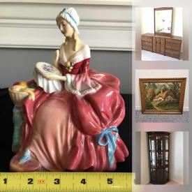 MaxSold Auction: This online auction features Signed Original Art & Prints, Curio cabinets, Royal Doulton figurines, Mid-Century ceramics, Art Deco Carlton ware, Depression glass, Royal Crown Derby china, Swarovski crystal animal figurines, MCM Teak Furniture, Recliners including Lazyboy, Fitness equipment, c1847 Shakespeare book, Tools and hardware, Tavertine furniture and more!