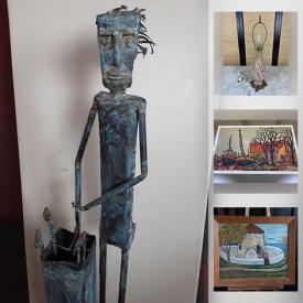 MaxSold Auction: This online auction features Gwyneth Travers woodcut, copper sculpture banjo, vintage slag glass, art glass, fishing gear, antique decoy duck, art pottery, stone carving, LPs and much more!