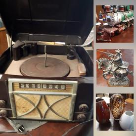 MaxSold Auction: This online auction features Marigold Bowls, Vintage Toys, Depression Glass, Vintage Furniture, Mantle Clock, Belleek Vases, Glass Slippers and much more!