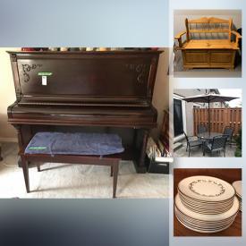 MaxSold Auction: This online auction features furniture including pine cabinet and bookcase, wood cart and stools, tables, desk and office chair, rocking chair, patio furniture, Gerhard Heintzman piano. Vintage items such as CorningWare, ceramic lamps, desk, chair, dresser and end table. Collector plates and doll, seasonal décor. Home décor including wall shelves, framed art, ceramic bowls, lamps, figurines, rugs, mirrors. antique watches, vintage slot machine and clock. Handmade quilts and stands, books, china including Royal Albert and Simpsons. Health and wellness, kitchenware, bakeware, small appliances such as toaster oven, waffle maker, slow cooker, fan and much more!