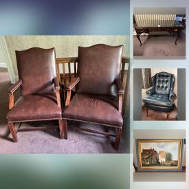 MaxSold Auction: This online auction features furniture such as leather chairs, office cubicle unit, office chairs, wood desk, wingback chair, matching end tables, pedestal table, file cabinet, dining chairs, executive desk and more, prints, spine model, copier and much more!