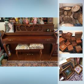 MaxSold Auction: This online auction features Lenox, Baldwin Classic Piano, antique tapestry, silver plate, desk with chair, framed art, glassware, home decor, floor lamps, books, carved walnut boxes and much more!