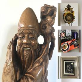 MaxSold Auction: This online auction features German Wall Clock, Art Pottery, Vintage Pyrex, Amber Glassware, Sterling Silver Bracelets, Antique Asian Carving, Comics, Inflatable Boat, Fishing Gear and much more!