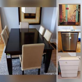 MaxSold Auction: This online auction features a sideboard, loveseat, dining set, chairs, ceiling fixtures, coffee table, kitchen stools, vase collection, small kitchen appliances, dishware, dressers and much more!