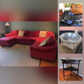 MaxSold Auction: This online auction features furniture such as curio cabinet, Ethan Allen dresser, wicker rocking chairs, media cabinet, and sectional sofa, pressure washer, hand tools, wall art, area rugs, lamps, porcelain dishware, glassware and much more!