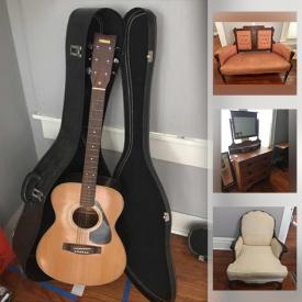 MaxSold Auction: This online auction features vintage sofas, antique secretary, vintage lamps, office supplies, vintage clocks, exercise equipment, artwork, jewelry, guitars, pet supplies, small kitchen appliances, power tools and much more!