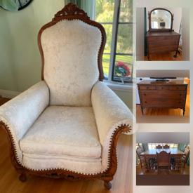 MaxSold Auction: This online auction features Victorian-style parlor chairs, sideboard-buffet, vintage dressers, twin beds and more!