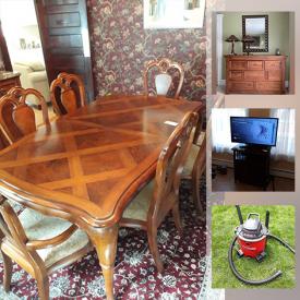 MaxSold Auction: This online auction features Lladro, Hummel, pewter, furniture such as Thomasville dining set, love seat, coffee table, and queen size bed, Craftsman lawn mower, yard tools, Delta faucet, 40” Samsung TV, Wii console with games, glassware, wall art, area rugs and much more!