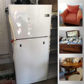 MaxSold Auction: This online auction features furniture such as tables, wicker chair, couch, table and chairs, dressers, sofa, walnut library table and more, decor, china, cookie press, collectible coke glasses, small household appliances, glassware, freezer, Frigidaire fridge, lamps and much more!