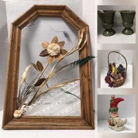 MaxSold Auction: This online auction features decorator's supplies including Silk Flowers, Bouquets, Ribbons, Baskets, Vases, Year-Round centerpiece decor items, Ceramic figurines, Candles, Sewing Notions, Flower Pots, as well as Novelty Clothing, home accent treasures and much more!