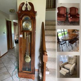 MaxSold Auction: This auction features dressers, nightstands, coffee tables, Hurricane lamps, grandfather clock, artwork, statues, pottery and much more.