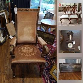 MaxSold Auction: This online auction features Limoges, antique barometers, furniture such as antique chairs, antique table, coffee table, and dining table, wall art, lamps, JVC speakers, yard tools, power tools, skis and much more!