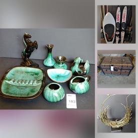 MaxSold Auction: This online auction features Trunk, Furniture, Art, Brass Sculpture, Depression Glass, Fire King, Anchor Hocking, Pyrex, Copperware, Welder, Water Skies and much more.