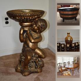 MaxSold Auction: This online auction features silver plate, furniture such as marble side tables, curio cabinet, vintage dining set, wall unit, and leather ottoman, glassware, travel souvenirs, small kitchen appliances, automotive equipment, vintage radio, CDs and much more!