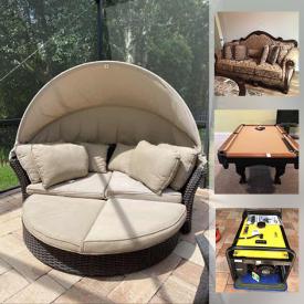 MaxSold Auction: This online auction features Sofa & Loveseat, Framed Wall Art, Washer & Dryer, Watches, Outdoor Furniture, Generator, Lawnmower, Garden Tools, Pool Table, TV, Treadmill and much more!