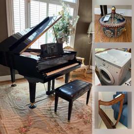 MaxSold Auction: This online auction features a Grand Piano, Solid wood Antique and Vintage furniture, including American Drew, Artisan Pottery and Ceramics, Signed Original Art & numbered Prints, Artificial Plants, Florals & Topiaries, Waterford Crystals, Pet needs, Heirloom Dolls, a Harp, TVs, Washer & Dryer, Dickens Village Collectible Figures, Pie Safe, Small Kitchen Appliances, Food prep, & gadgets, Stemware and much more!