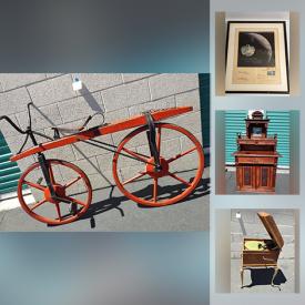 MaxSold Auction: This online auction features Antique Bicycle, Orphanage School Desk. Wood Stamps, Ancient Art, Signed Photographs & Memorabilia, Antique Toys, Tintype Photographs, Art Glass and much more!