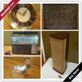 MaxSold Auction: This online auction features Huge area Rug, Vintage Entertainment Center, Massive Mid-century modern  3-D Sail Boat carving by PARENT, Soild Teak Table, Laurids Leneorg Denmark Teak Candle Holders, Laurids Leneorg Denmark Teak Candle Holders, Retro Luxo Lamp, Vintage Sony Stereo Str - 6055, Vintage Advent Speakers, Cast Iron Salon Sink and much more!