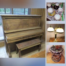 MaxSold Auction: This online auction features Royal Doulton, Aynsley, crystal ware, silver plate, 40” Sony TV, HP printer, furniture such as Thomasville dresser, wall units, side tables, and desk with chair, signed wall art, carnival glass, dishware, lamps, office supplies, file cabinets, costume jewelry, vinyl records and much more!